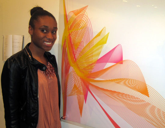 Me with one of the art pieces